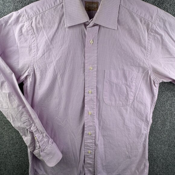 Gitman Bros Button Up Shirt Long Sleeve Men Pink Check 15 34 USA Made Cotton - Picture 2 of 16
